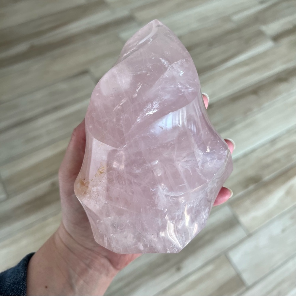 Rose Quartz Twist Flame Crystal Tower
